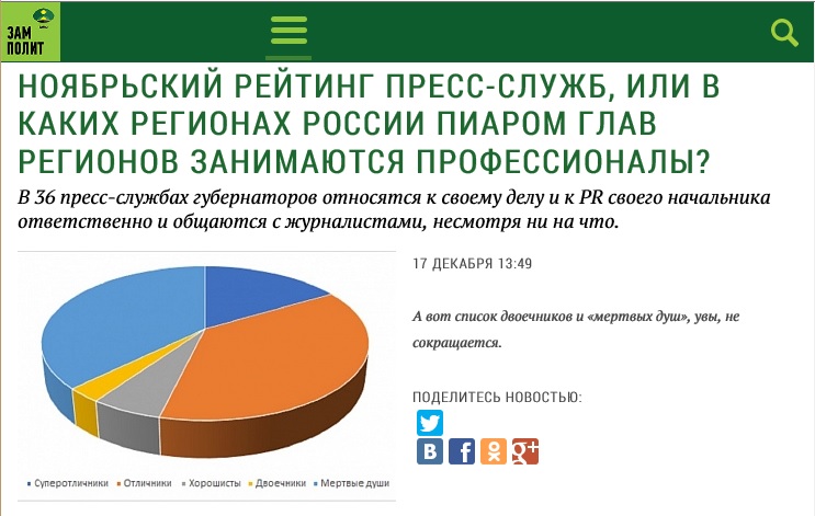 «Замполит» записал пресс-службу брянского губернатора в отличники