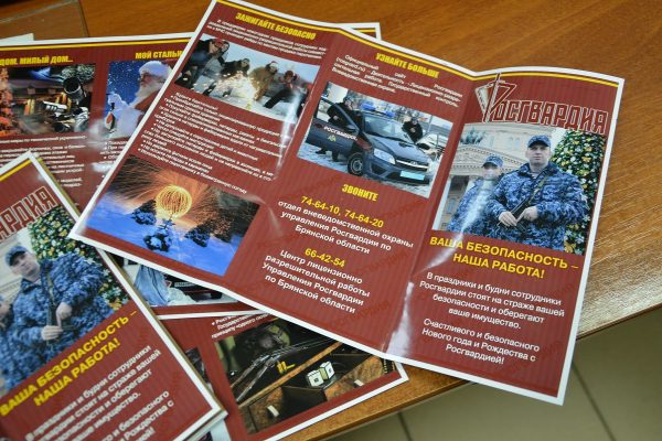 В БРЯНСКОЙ ОБЛАСТИ ПРОХОДИТ ПРОФИЛАКТИЧЕСКАЯ АКЦИЯ РОСГВАРДИИ «БЕЗОПАСНЫЙ НОВЫЙ ГОД»