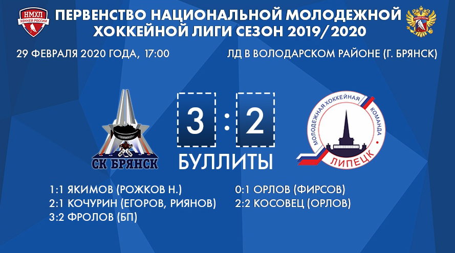 Липецкие хоккеисты потерпели поражение от брянских спортсменов