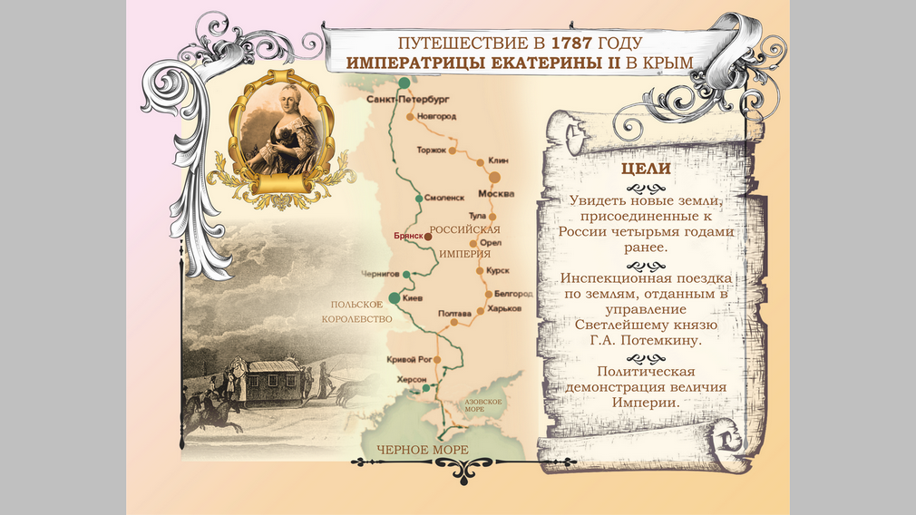 В рамках «Императорского маршрута» создана выставка «Брянский эпизод Крымского вояжа Екатерины Великой»