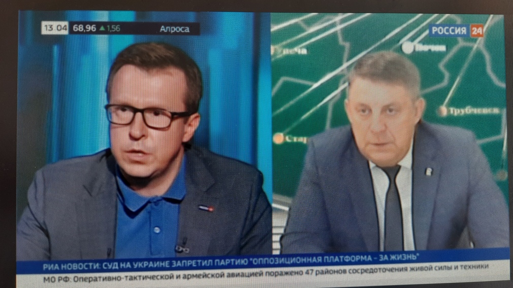 Губернатор Александр Богомаз на федеральном канале рассказал о восстановительных работах в Суземке после обстрела ВСУ