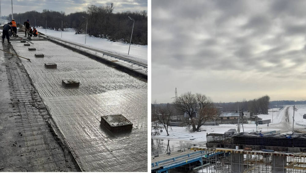 В Брянске на строящемся Славянском мосту бетонируют швы на 8-м пролете