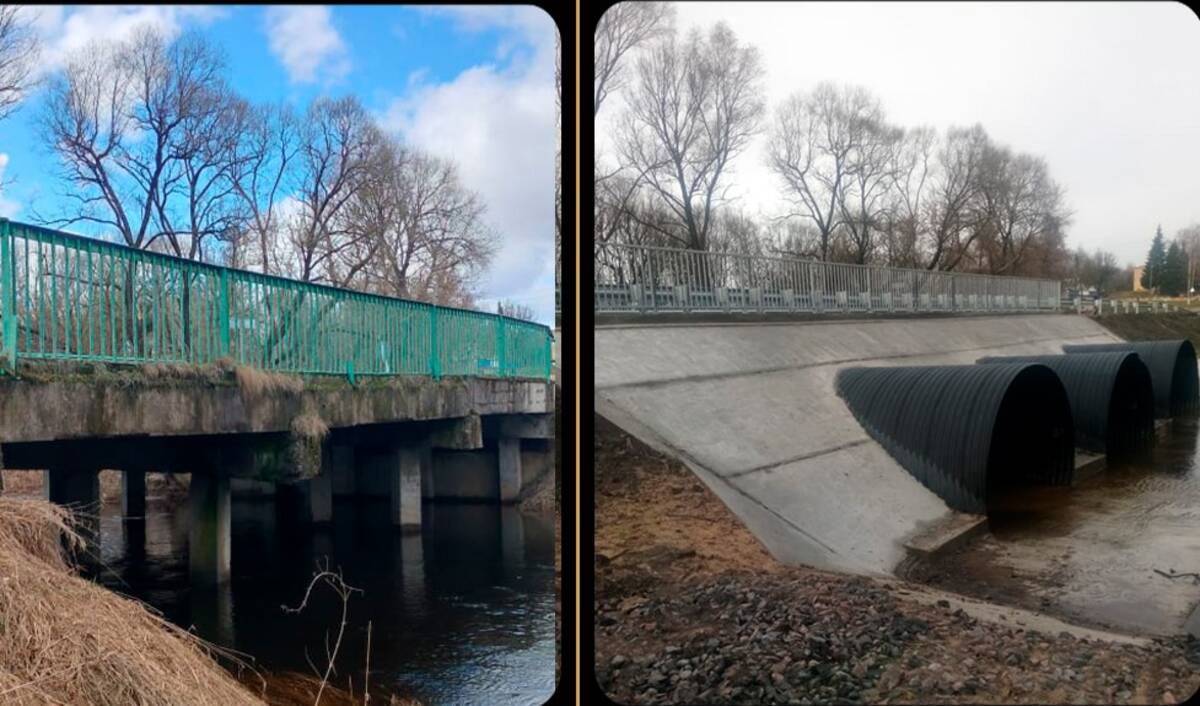 В брянской деревне Рудня-Воробьёвка отремонтировали мост через реку Поконка