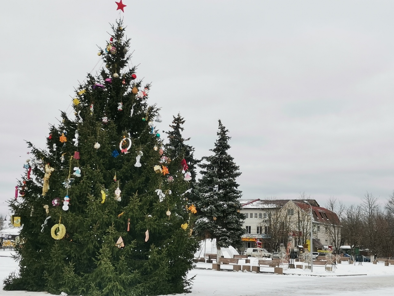 На площади Ленина в Карачеве нарядили новогоднюю елку