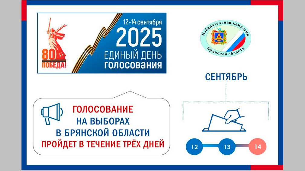 Брянская область утвердила трехдневный формат голосования на выборах 2025 года